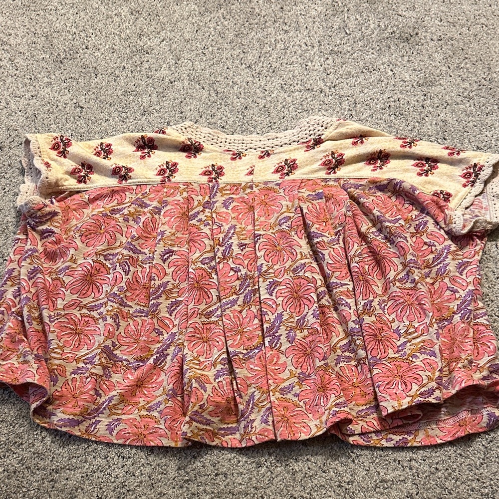 Free People Leilani Top ~ Floral Cream & Pink - Picture 12 of 12
